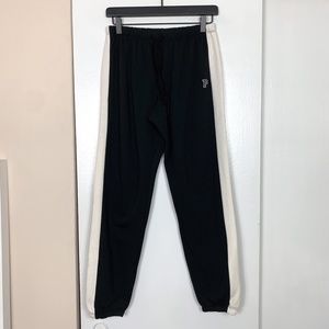 Victoria's Secret Pink Black with Cream Side Stripe Sweatpants